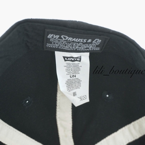 Levi's Unisex Flat Brim Snapback Baseball Cap Hat Cotton OneSize 380210137 Black - Picture 6 of 6